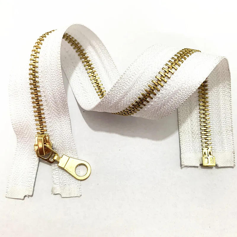 Description Picture 6 of itemSet of 2 Pieces 5# (30-60cm) Brass Metal Separate Open Tail Zippers In with Donut Zippers Pulls  Zippers for Sewing
