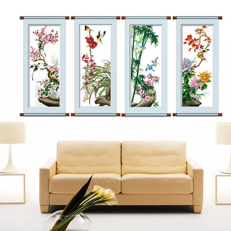 Description Picture 6 of itemQIANZEHUI,Needlework,DIY Plum, orchid, bamboo, chrysanthemum Cross stitch,Sets For Embroidery kits, Counted Cross-Stitching