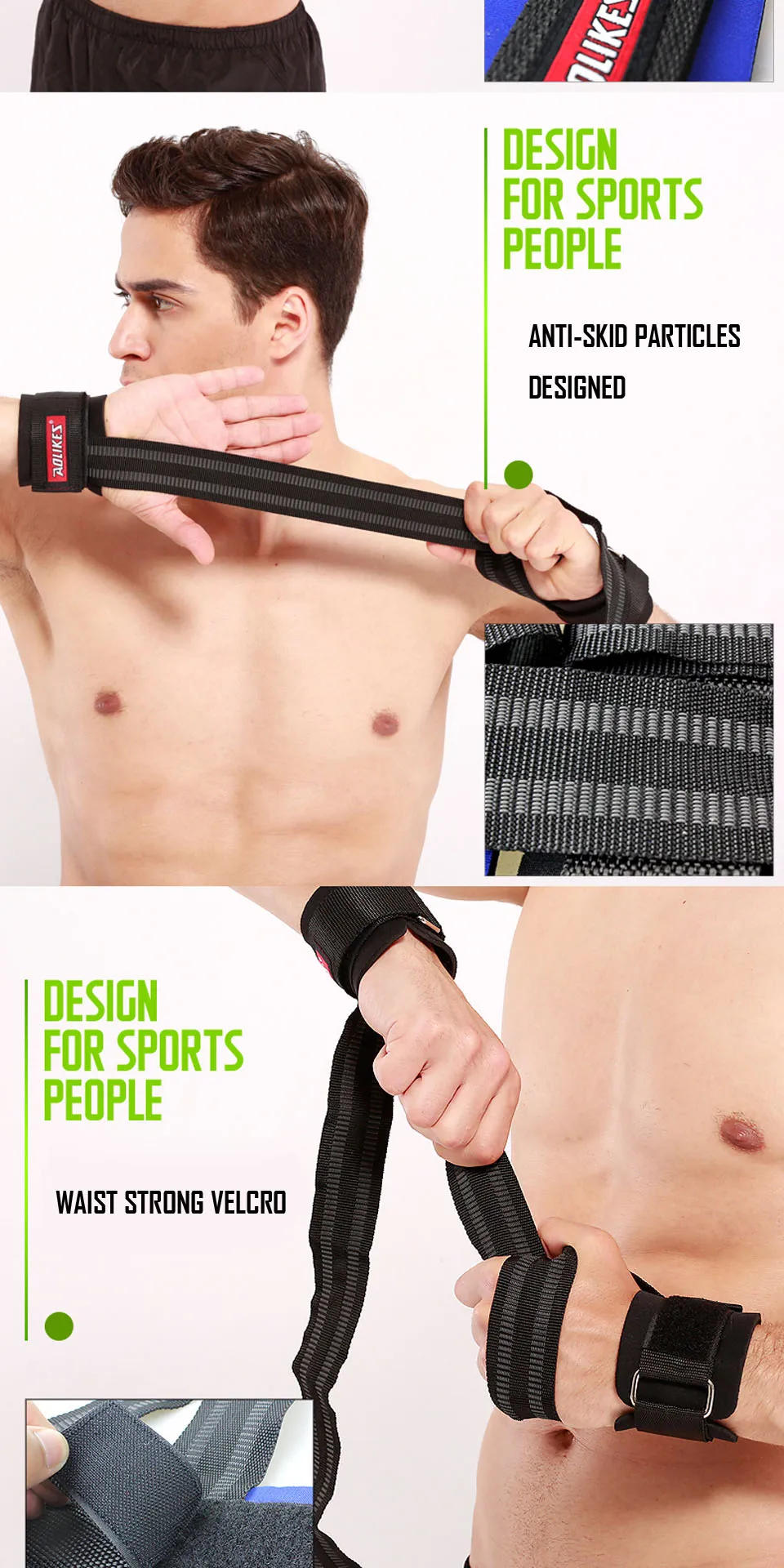 Description Picture 6 of itemAOLIKES 2PCS/Lot Gym Sport Wristband Fitness Dumbbells Training Wrist Support Straps Wraps With Hand Power Bands Horizontal Bar