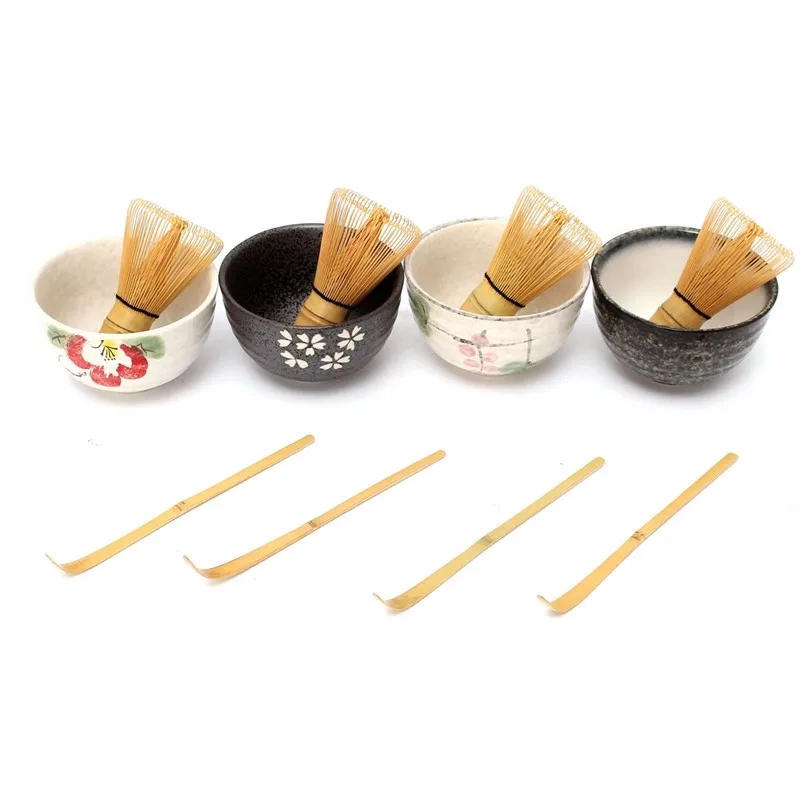 Description Picture 3 of itemTea Ceremony Matcha Ceramic Tea Bowl Bamboo Tea Scoop Matcha Whisk Japanese Teaware Tea Tool 4 Style Matcha Bowl Set