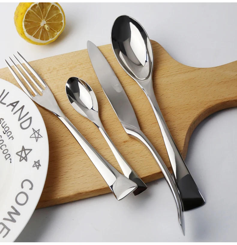 Description Picture 3 of itemSilverware Kaya Luxury Cutlery Set Stainless Steel Dinner Knife Fork Tablespoon Dinnerware Service 6 Western Tableware Tools