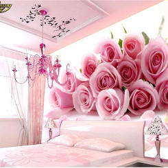 beibehang 3d photo wallpaper for Bedroom Pink Stereoscopic rose flower romantic living room bedroom wall mural wall paper