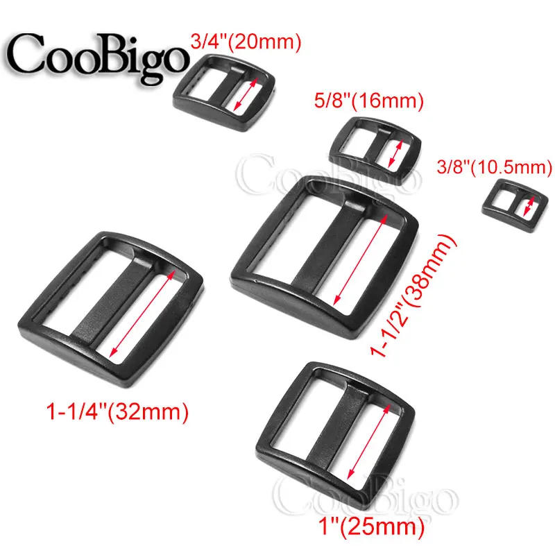 Description Picture 2 of item10pcs Plastic Backpack Strap Buckles Tri-Glide Adjuster Ladder Lock Slider for Backpack Strap Belt Webbing Dog Collar Parts