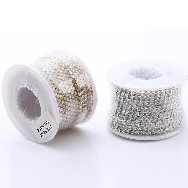 Description Picture 6 of itemRESEN SS6-SS18(2mm-4.5mm)Silver/Gold Base Clear Crystal Dense Rhinestone Chain Apparel Sewing Glass Rhinestone Cup Chain Crystal