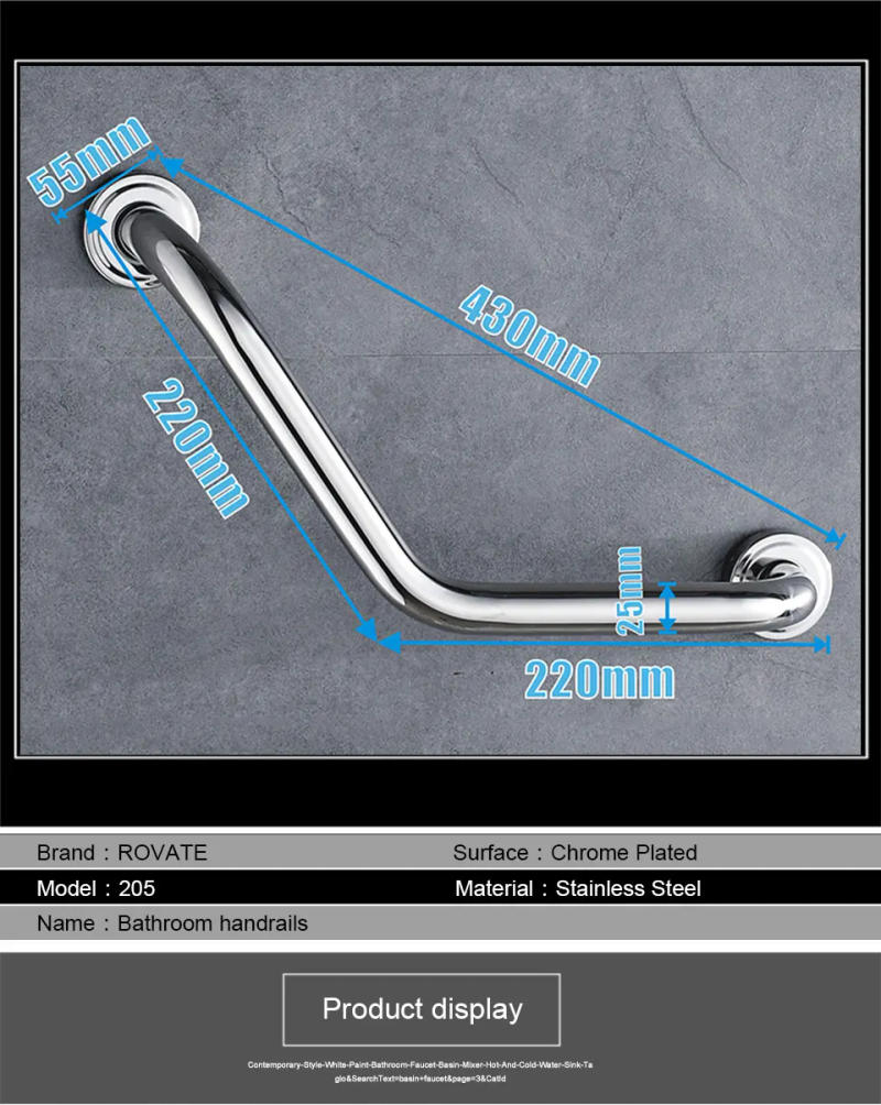 Description Picture 3 of itemROVATE Bathroom Safety Grab Bar Toilet Bathtub Handrails Bathroom Handle Armrest Safety Support Handle Towel