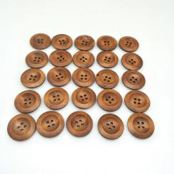 Hot sell 25pc 4 holes Round Wood Sewing Buttons 25mm natural wood pattern sewing wood craft decorative 5BB5554