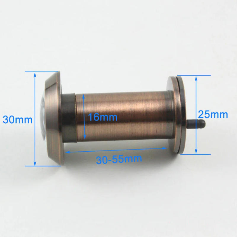 Description Picture 2 of itemAntique Copper 220 Degree Angle Door Viewer Peephole w Cover 35-55mm