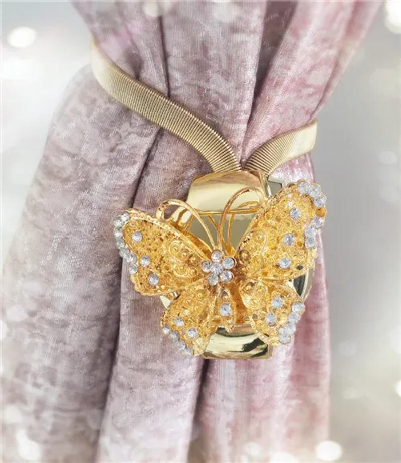 Description Picture 3 of item1Pcs Crystal Magnetic Curtain Clip Spiral Spring Rope Tieback Home Decor Curtain Holder Hanging Straps Buckle Room Accessories