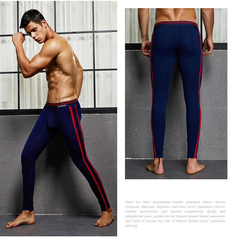 Description Picture 6 of itemThermal Underwear Mens Long Johns Striped Mens Leggings Hombre Warm Long Underpants Male Sport Thermal Pants Ropa Termica Hombre