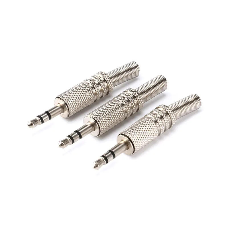 Description Picture 4 of item5pcs 3.5 jack 3Poles Plug Connector Stereo Metal 3.5 Plug & Jack Adapter With Spring Solder Wire Terminals