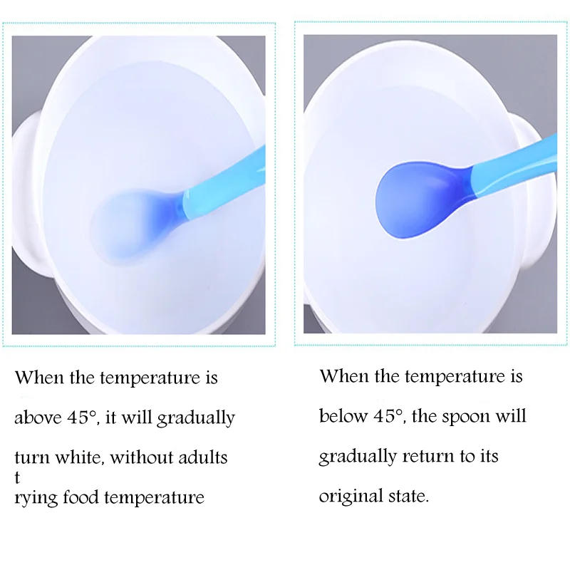 Description Picture 3 of itemBaby Spoons Forks Baby Safety Feeding Temperature Sensing Spoon Baby Silicone Spoon Kids Children Flatware Feeding