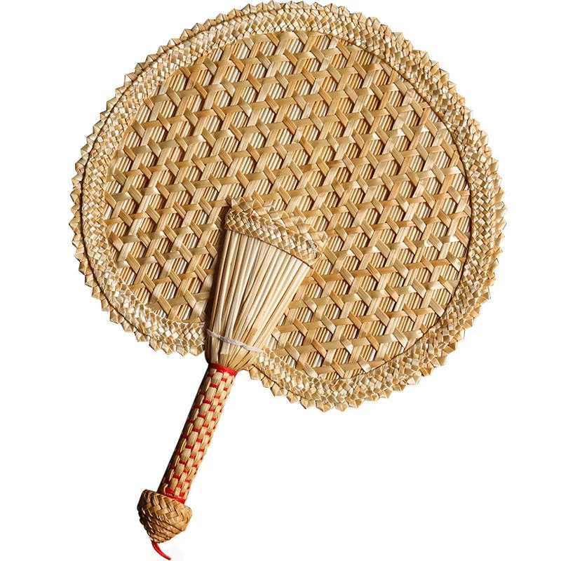 Description Picture 2 of itemHand-Woven Woven Straw Hand Fan Old Summer Natural Environmentally Friendly Hand-Woven Fan Decorative Round Fan Wedding hand fan