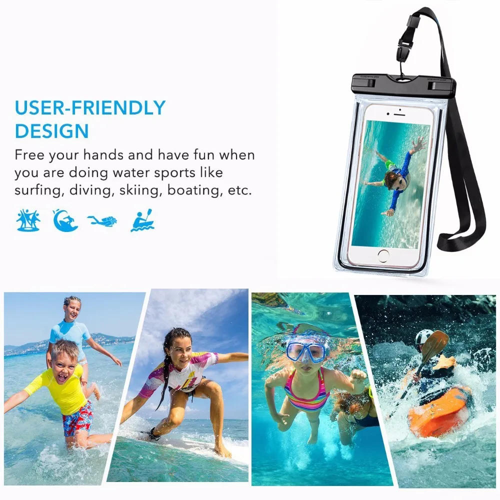 Description Picture 5 of item1pcs Universal Waterproof Case, Clear Waterproof Mobile Bag with Strap Dry Pouch Cover Keeps Gear for Kayaking, Beach, fishing