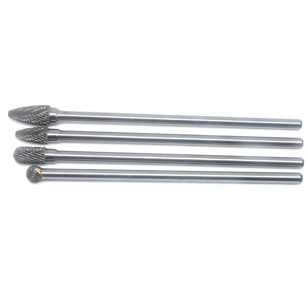 Description Picture 3 of item4pc 150mm Long Reach Double Cut Cemented Carbide Rotary Burr 6mm Shank 6 inch Metal Working Tool Carving Shaping Power Tools
