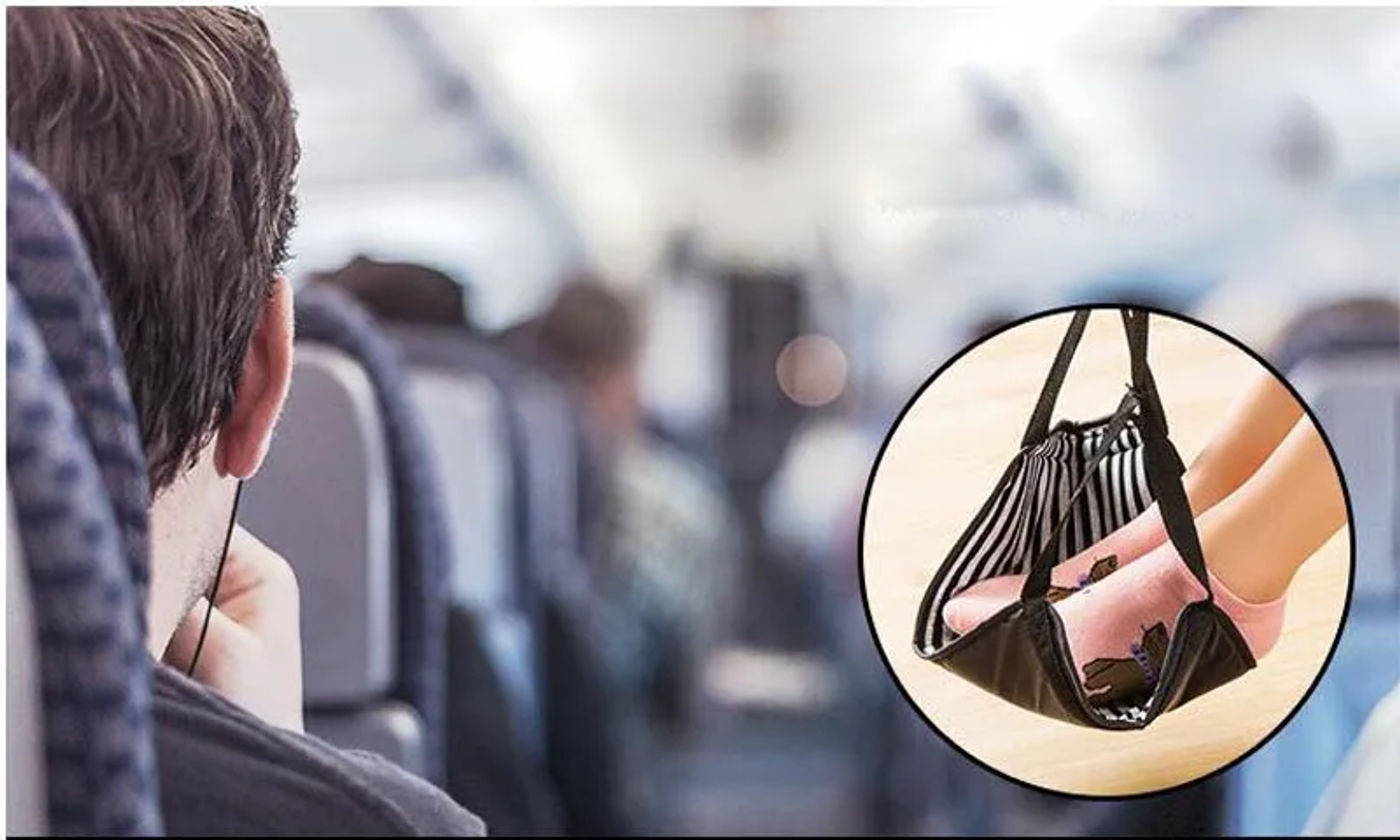 Description Picture 2 of itemComfy Hanger Travel Airplane Footrest Hammock Made with Premium Memory Foam Foot Resting  for  Office