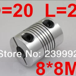 2pcs/lot 8X8mm Flexible Shaft Coupling D20 L25 Aluminium Motor Coupling 8mm to 8mm Coupler CNC part