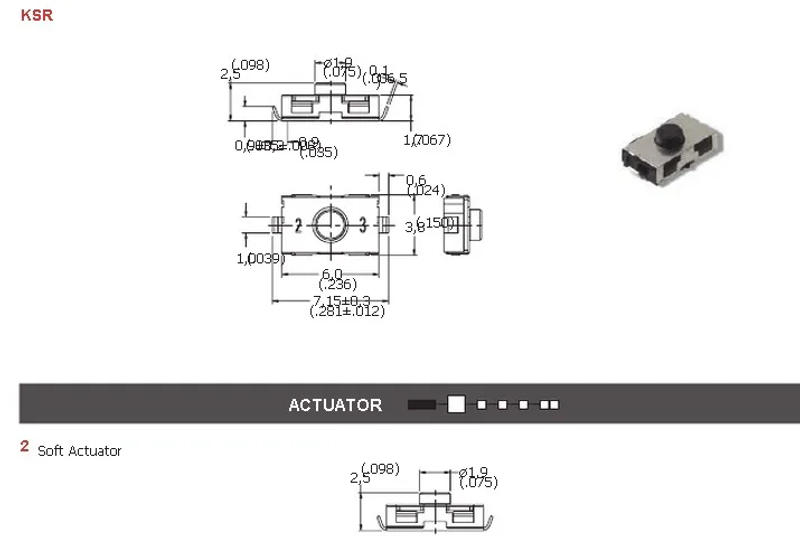 Description Picture 3 of itemOriginal new 100% KSR231J auto remote control button switch 3*6*2.5MM