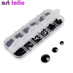 Black Nail Art Crystal Rhinestones, Multi Size Flatback Gems for Nail Art DIY Decoration