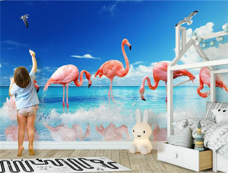 Description Picture 5 of itemHome Improvement 3D Wallpaper for Walls 3d Decorative Vinyl Wall Paper Modern minimalist flamingo background wall wallpapers