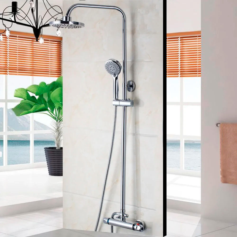 Description Picture 3 of itemKEMAIDI Bathroom Faucet Chrome Polished Shower Set Thermostatic Faucets Mixers Taps Wall Mounted Rainfall Shower Faucets