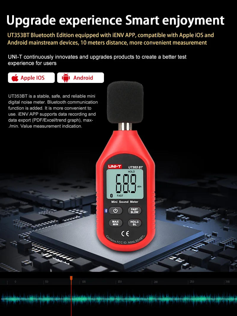 Description Picture 3 of itemUNI-T UT353BT Sound Level Meter Digital Bluetooth Noise Meter Tester 30-130dB Decibel Monitoring Sound Level Meters