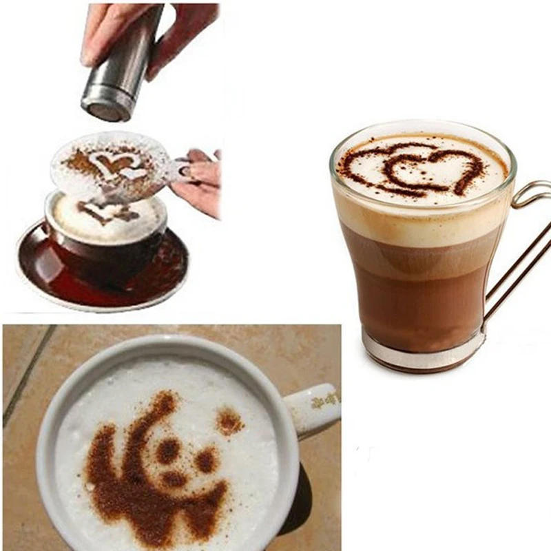 Description Picture 3 of item16PCS Plastic Cafe Foam Template Barista Stencils Mold Coffee Art Needles Stainless Steel latte Garland Needle Powder Sprinkle