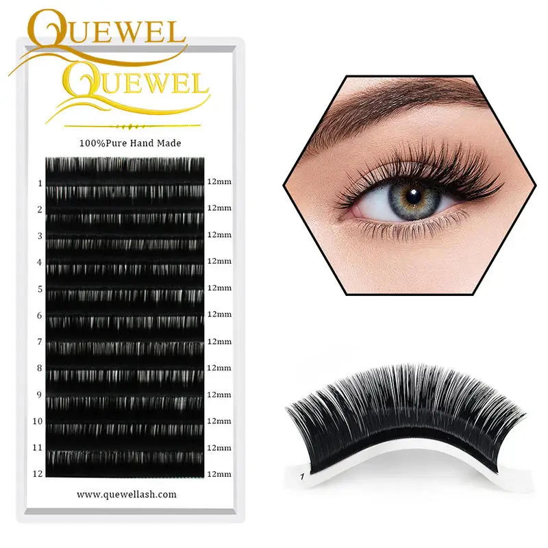 Description Picture 3 of itemQuewel Lashes Individual False Eyelash Extension 0.03-0.20mm Lashes Faux Mink Classice Eyelashes C/D/DD Curl Soft Natural Lashes