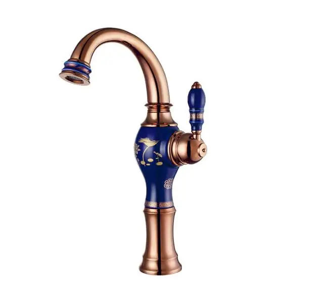 Description Picture 6 of itemRose gold brass ceramic and brass basin faucet hot and cold wash kitchen faucet bathroom shower faucet set tap toilet bath mixer