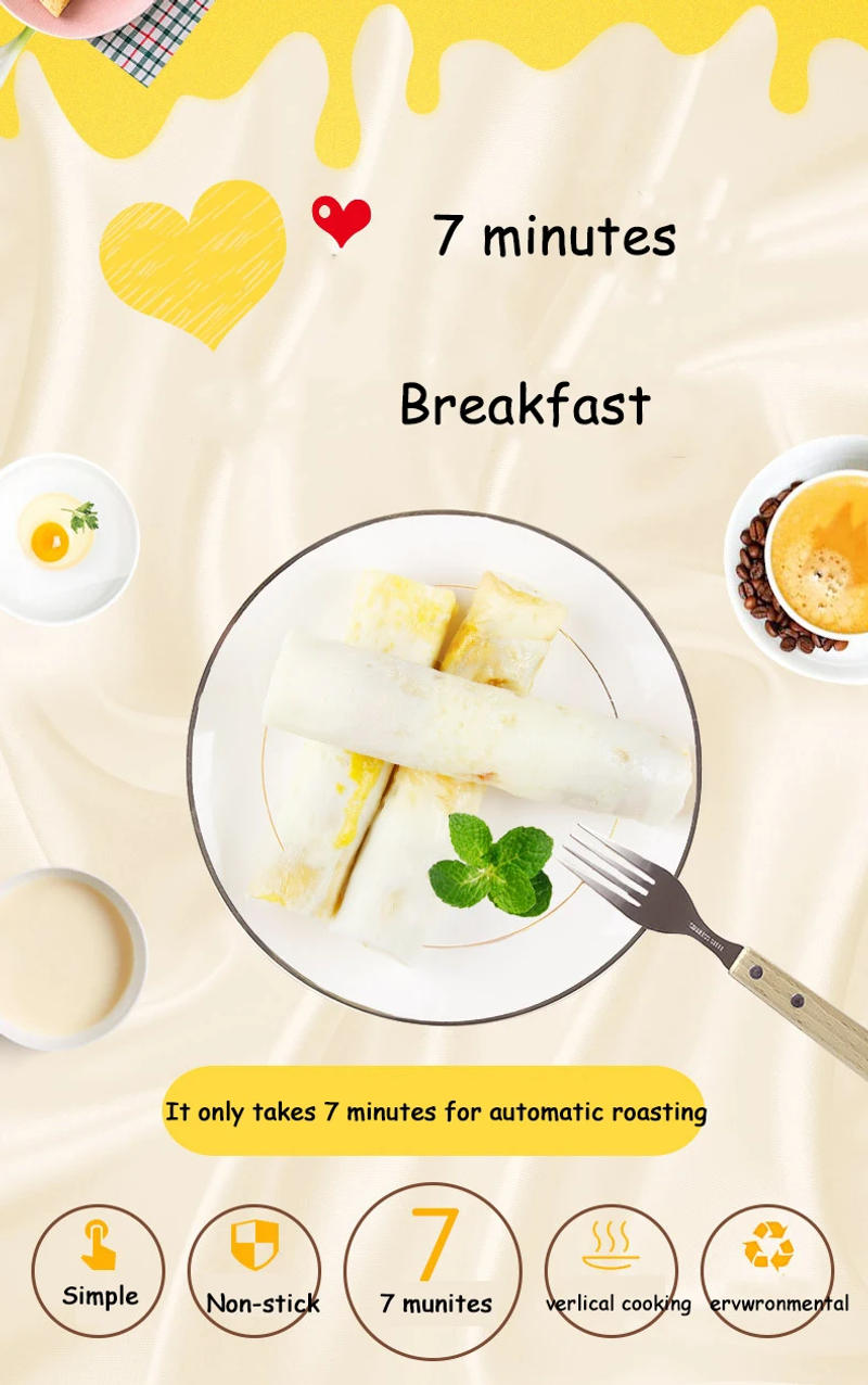 Description Picture 3 of itemKbxstart 220V Electric Omelette Dual Egg Roll Maker Automatic Double Switch Boiled Eggs Sausage Machine Cooker For Breakfast