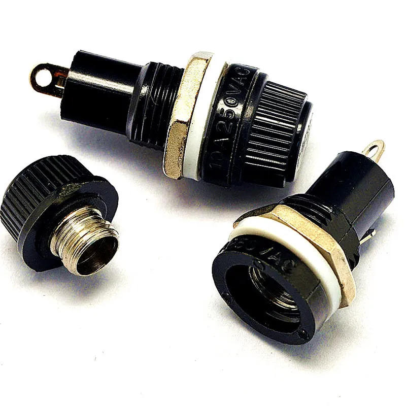 Description Picture 2 of item10pcs 250V 10A Panel Mount Screw Cap Fuse Holder Case 5x20mm For Glass Tube Fuse