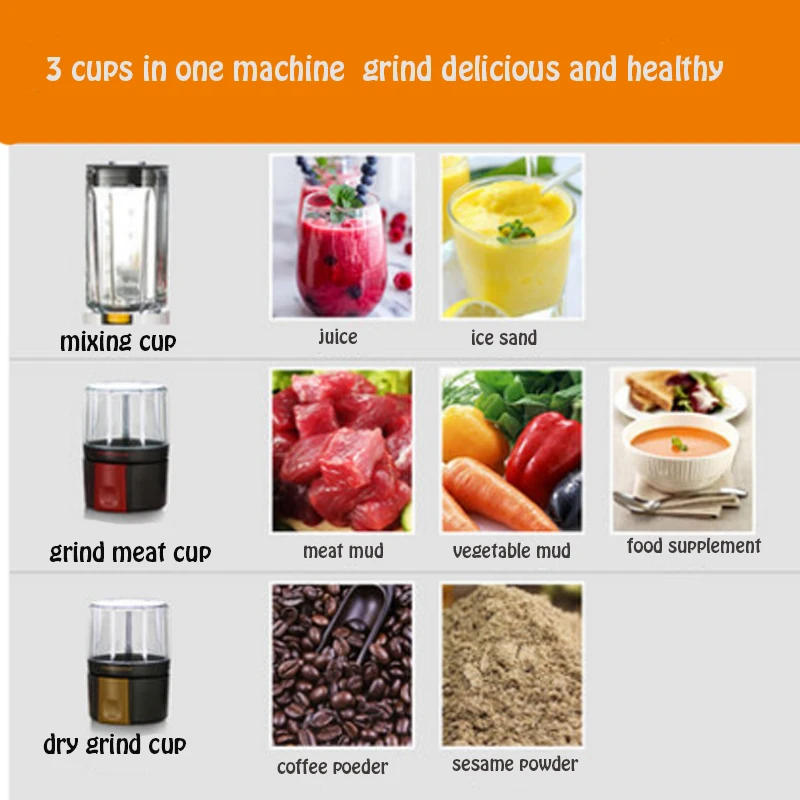 Description Picture 3 of itemHousehold Food Blender Multi-Functional Food Grinding Machine Dry Grinding Machine Juicer Mixer
