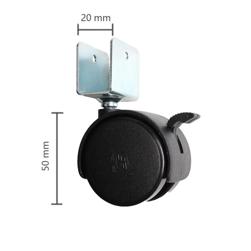 Description Picture 3 of item4Pcs 50mm Plastic Caster Replacement Angle Brake Swivel Office Sofa Chair Baby Bed Carts Trolley for Furniture Wheels with Brake