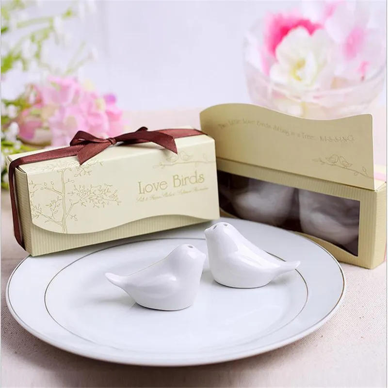 Description Picture 6 of item50pcs/lot(25boxes) Perfect little Wedding gift for guests Love birds salt and pepper shakers Wedding favors For Party Gift favor