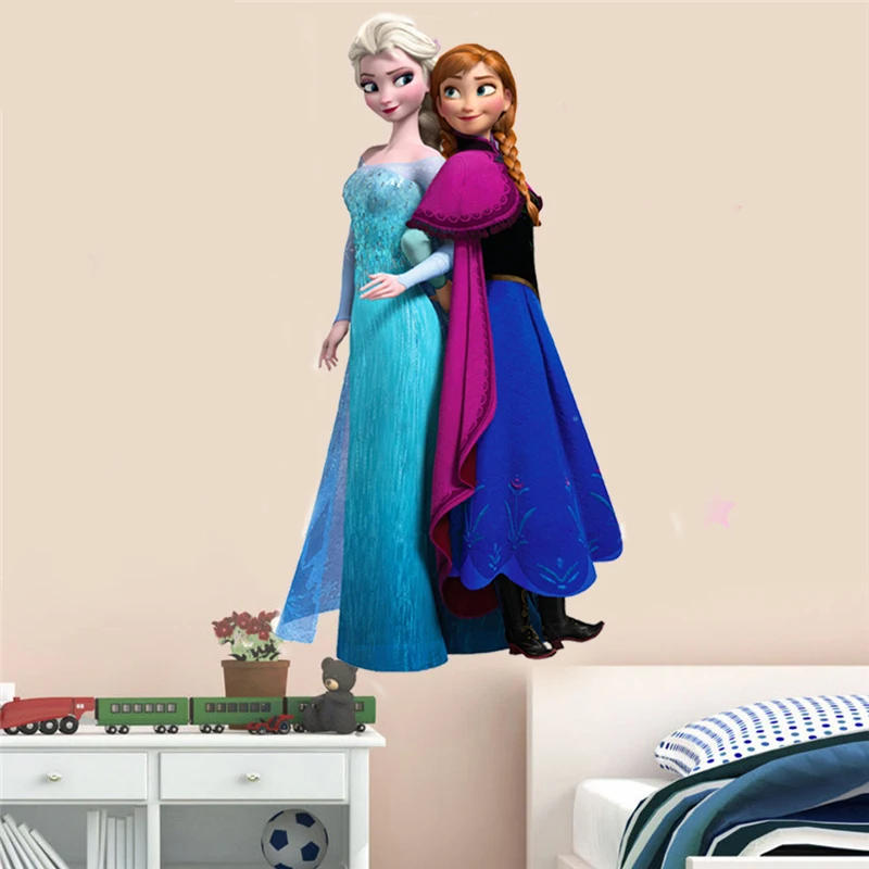 Description Picture 2 of itemCartoon Elsa & Anna Princess Frozen Wall Stickers For Sisters Room Decoration Diy Anime Home Decals Movie Mural Art Pvc Poster