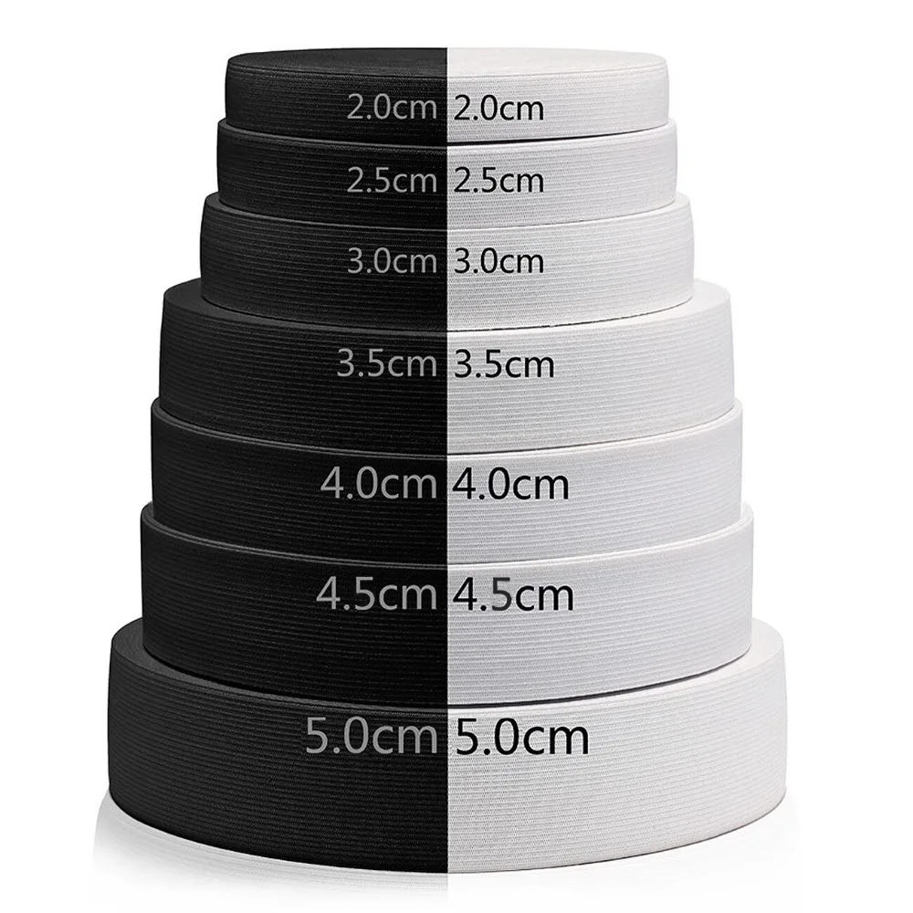 Description Picture 2 of item3/6/8/10/12/15/20/25/30/35/40/50mm Flat Elastic Bands White Black Spandex Elastic Ribbon DIY Crafts Trousers Sewing Accessories