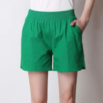 4XL Big Size Womens Shorts Summer 2018 Fashion Loose Elastic Waist Cotton Linen Short Trousers Femme With Pocket Candy Color