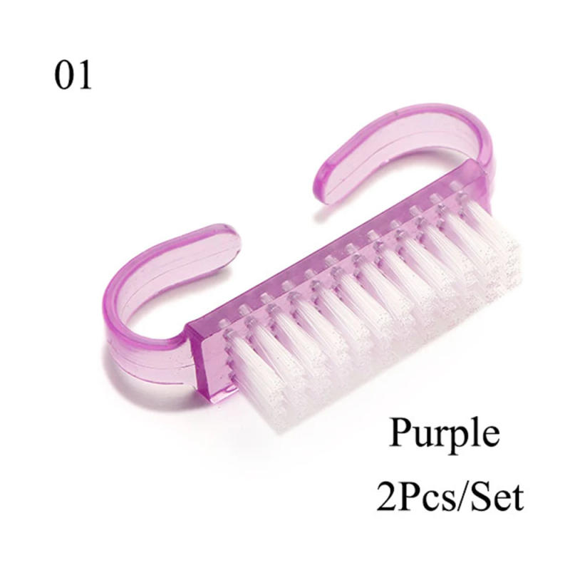 Description Picture 5 of item2Pcs Nail Cleaning Nail Brushes Plastic Pink Purple Clean Tools File Remove Dust Manicure Pedicure Brush