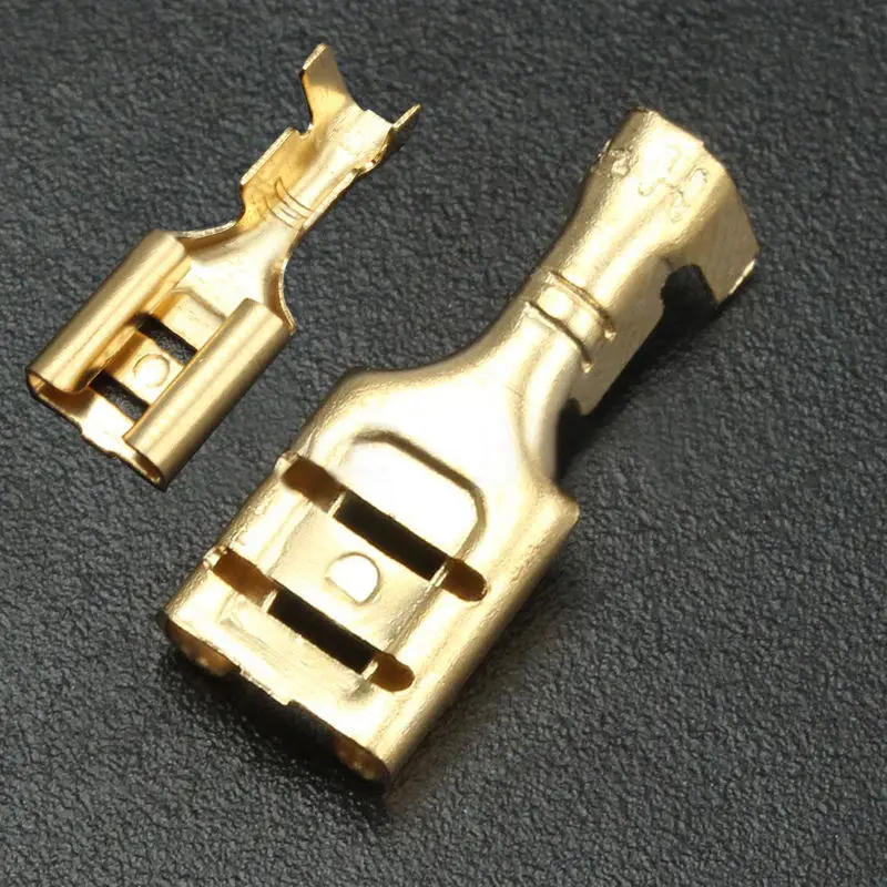 Description Picture 4 of item100 sets 6.3mm Gold Crimp Terminal Female Spade Electrical Connectors & Insulating Sleeve Wrap Kit Car Electrical Terminals