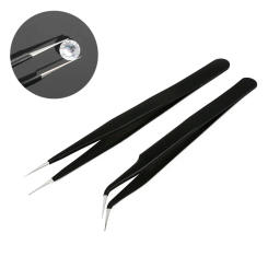 High Quality Anti-Static Stainless Steel Tweezers Diamond Painting Tools Industrial Cross Stitch Tweezers Sewing Accessories