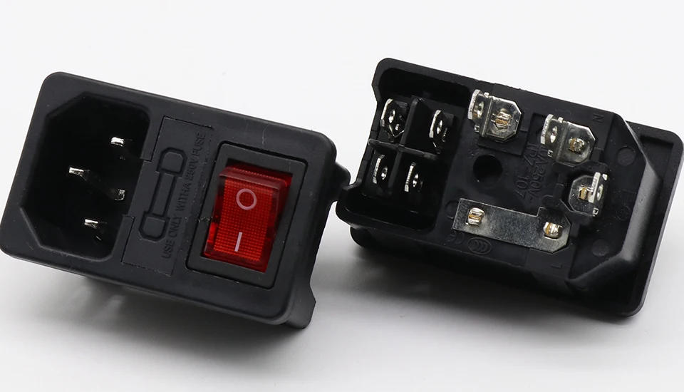 Description Picture 6 of itemwith 10A fuse ! Red Rocker Switch Fused IEC 320 C14 Inlet Power Socket Fuse Switch Connector Plug Connector