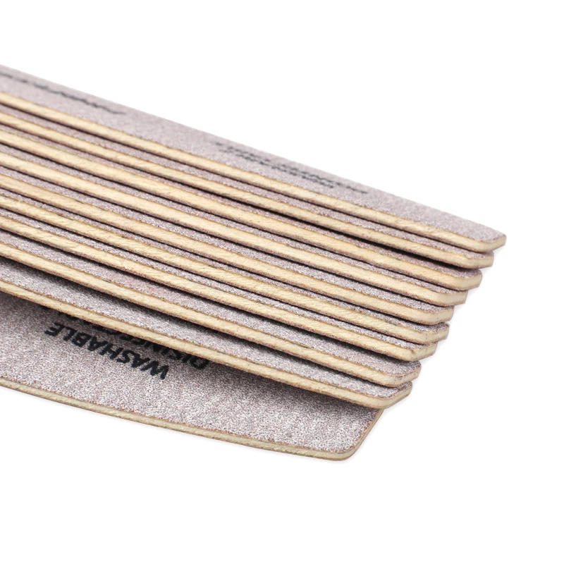 Description Picture 5 of item10pcs/Lot Wooden Nail Files Professional Nail Buffer 100/180 limas manicura Block Grey Boat Gel Polishing Wood Sanding Nail File