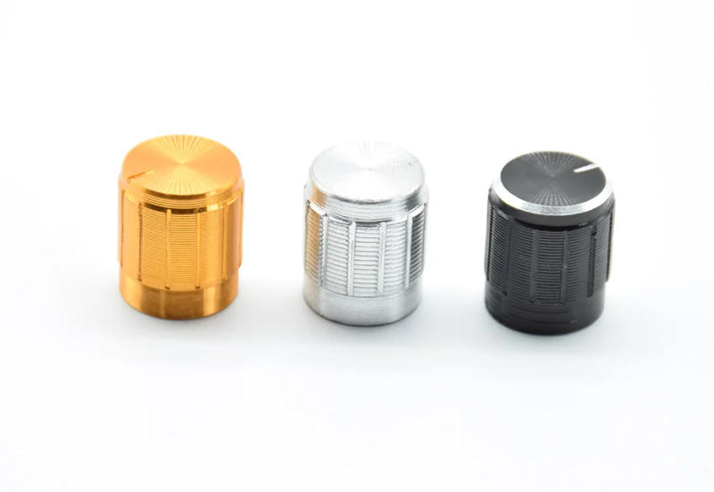Description Picture 2 of item5Pcs Aluminum Potentiometer Knob Cap Inner Volume Control Rotary Switch 15*17mm 15x17mm Ship Black gold silver 6mm holes