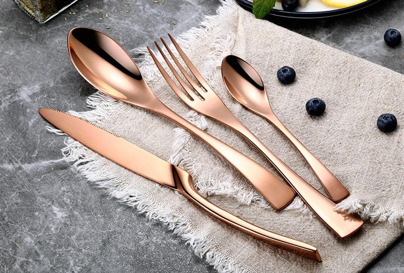 Description Picture 6 of item24 Pcs 18/10 Stainless Steel Black Gold Silver Cutlery Dinnerware Meat Knives Coffee Spoon Fork Flatware Set Dishwasher Safe