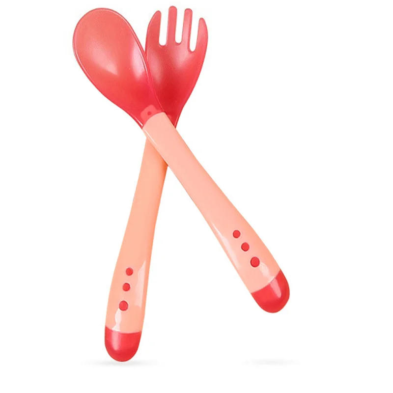 Description Picture 6 of itemBaby Spoons Forks Baby Safety Feeding Temperature Sensing Spoon Baby Silicone Spoon Kids Children Flatware Feeding