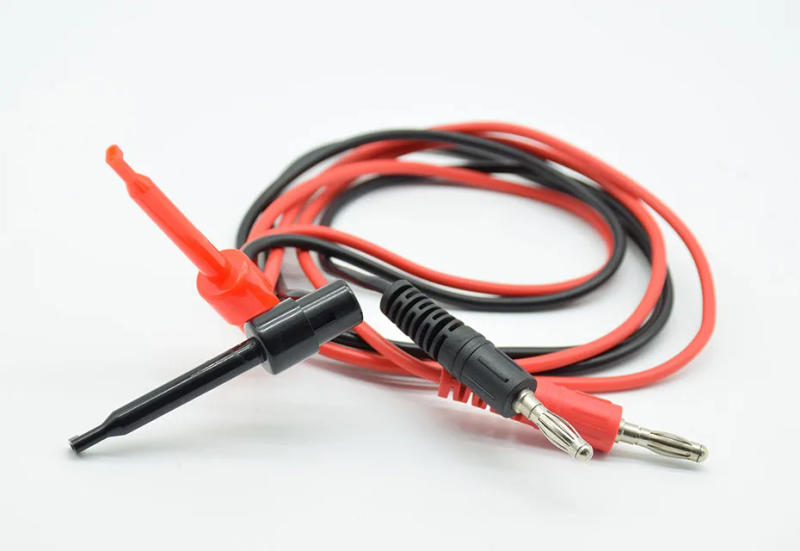 Description Picture 5 of item1 pair High Quality 1M Long Multimeter Dual Test Hook Clip to Male Banana Plug Cable