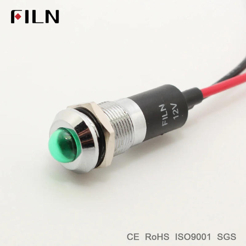 Description Picture 2 of itemFILN pilot indicator signal lamp 12mm 12v 24v 110v red blue green white led light with 20cm cable