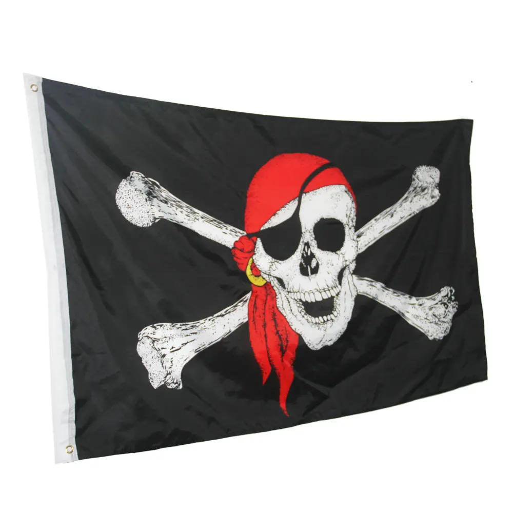 Description Picture 3 of item90 x 60cm Halloween Supplies Jolly Roger Skull Crossbones Pirate Flag Garden Banner Flag Party Decoration  NN023
