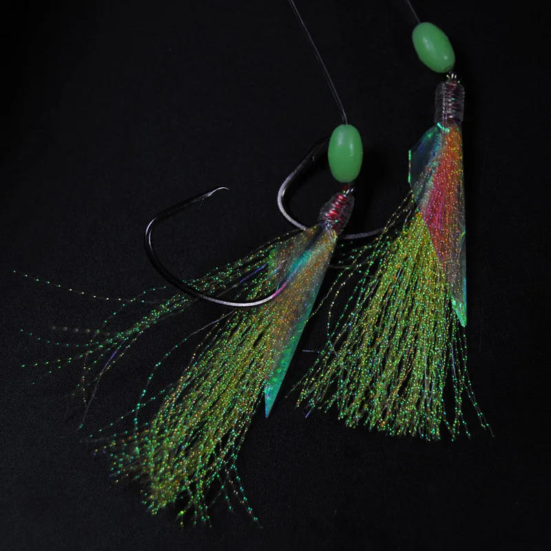 Description Picture 3 of itemBimoo 10Bags 5/0 Fish Skin Sabiki Rigs with Hooks Sea Fishing  Flasher Bait Rigs With Barrel Swivel Herring