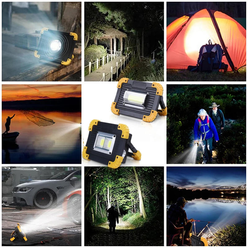 Description Picture 4 of itemSuper Bright COB Led Work Light Led Portable Spotlight Rechargeable for Outdoor Lampe Led Flashlight use 2*18650