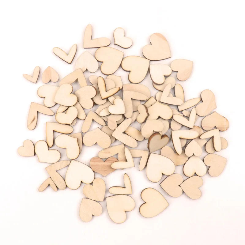 Description Picture 2 of itemMix Natural Wooden Heart Ornament Handmade Wooden Crafts Accessory Home Decoration Scrapbookings Painting DIY 15-30mm 50pcs